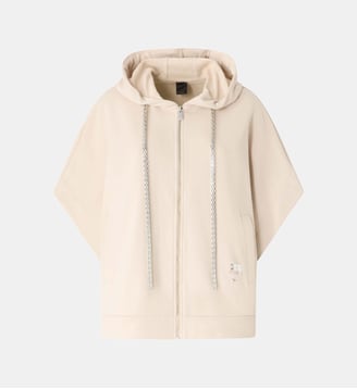 Blouson à capuche avec chaîne en molleton - Pinko - Gris huître