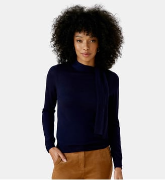 Pull col rond montant uni MALALY - La Petite Etoile - Marine