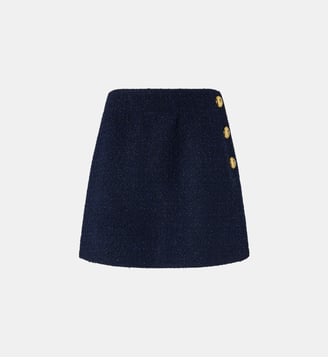 Mini-jupe portefeuille en bouclé de coton et de laine Pinko