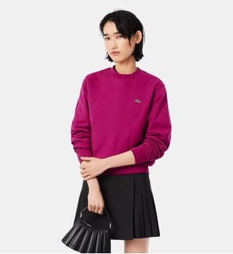 Sweatshirt relaxed fit col rond molleton - Lacoste - Fuchsia