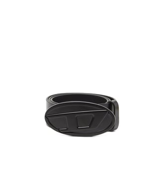 Ceinture de 4 cm en cuir avec plaque Oval D - Diesel - Noir