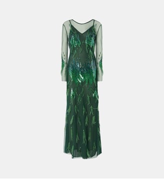 Robe à paillettes et plumes - Pinko - Multicouleur et vert
