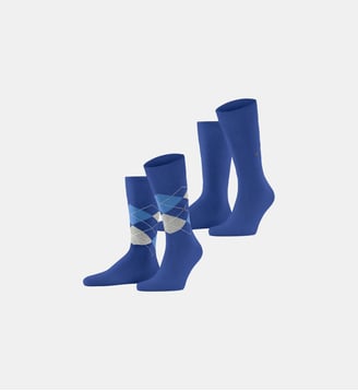 Chaussettes Everyday Argyle Mix 2-Pack Coton Opaque - Burlington - Bleu de nuite