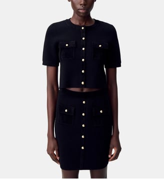Cardigan maille velours - Claudie Pierlot - Noir