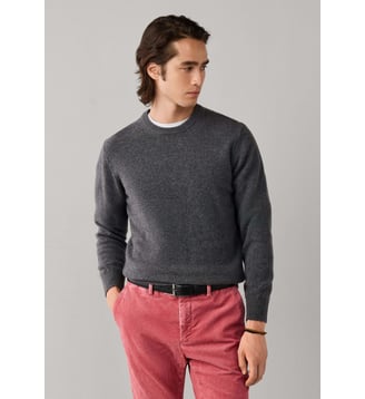 Pull En Laine D'agneau À Col Rond - Hackett London - Gris