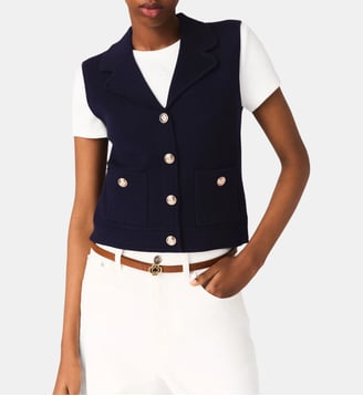 Gilet en maille à col polo - Maje - Marine