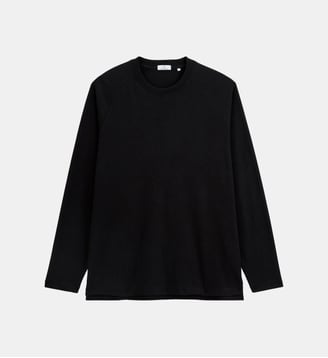 T-shirt manches longues col rond coton gaufré - Serge Blanco - Noir