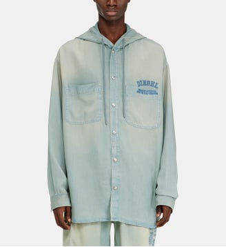 Surchemise en denim fluide effet sali - Diesel - Bleu clair