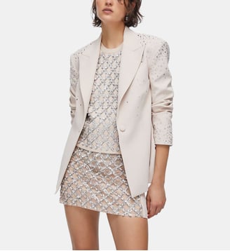 Blazer slim avec broderie bijou - Liu Jo - Blanc huître