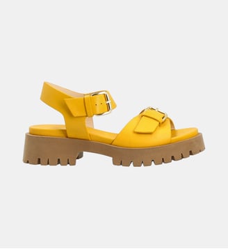 Sandale alix - cuir lisse - Colisée Paris - Jaune