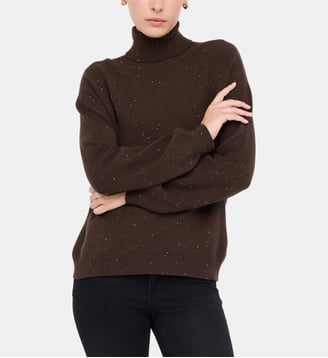 Pull à col roulé avec micro paillettes - Liu Jo - Chocolat