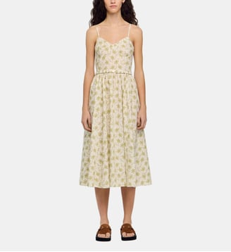 Robe longue fleurie à bretelles - Sandro - Kaki