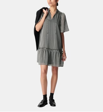 Robe imprimé graphique bicolore - Ikks - Noir