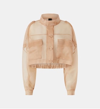 Petite veste cropped en organza de soie transparent - Pinko - Rose