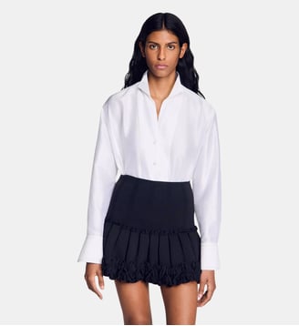 Chemise oversize en soie satinée - Sandro - Blanc