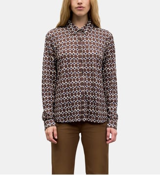 Chemise imprimée en coton et modal - BABS - Gerard Darel - Marron