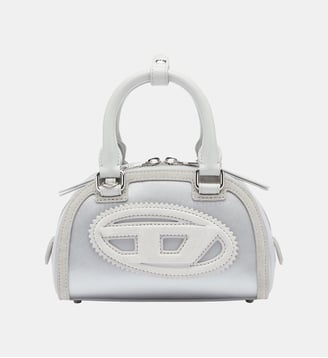 1DR Dome - Petit sac bandoulière en satin et suède - Diesel - Gris argente