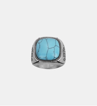 Bague Zinédine en Acier 316L avec turquoise bleu turquoise - Phebus - Acier