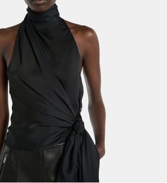 Top dos-nu en mousseline de soie - Balmain - Noir