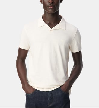 Polo manches courtes coton bio flammé - Ikks - Craie