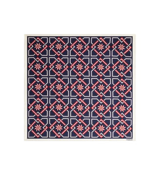 Pochette en soie à motif géométrique - Fursac - Marine