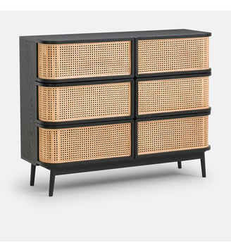 Commode 6 tiroirs en cannage Laora - La Redoute Interieurs - Noir