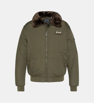 Blouson avec col en fausse fourrure amovible - Schott - Kaki