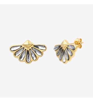Boucles d'oreilles dorées silver night - calypso - Caroline Najman - Gris