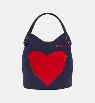 Sac à motif cœur sur le devant - Marni - Bleu foncé