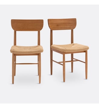 Lot de 2 chaises chêne massif et tressage - La Redoute Interieurs - Chêne moyen