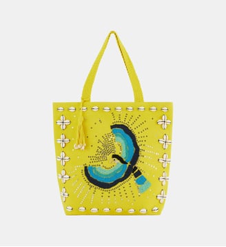 Sac cabas coquillages et broderies de perles IRWIN - Wild - Jaune