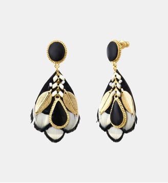 Boucles d'oreilles tiges percées   - Alizia - Satellite - Noir et blanc