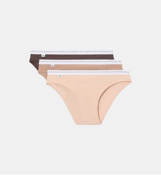 Lot de 3 culottes coton stretch - Lacoste - Beige marron