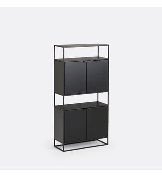 Armoire d'entrée 4 portes en métal acier - La Redoute Interieurs - Métal noir