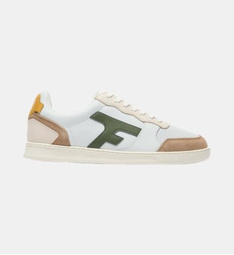 Baskets basses Cuir-suede - Faguo - Blanc et beige et kaki