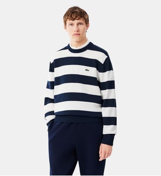Pull col rond marinière coton rayé Lacoste