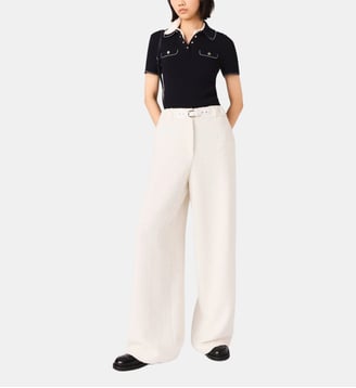 Pantalon large en tweed - Maje - Écru