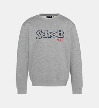 Sweatshirt col rond - Schott - Gris chine