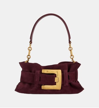 Sac Anthem Mini en cuir suédé - Balmain - Rouge
