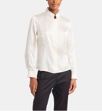 chemise en satin de soie écru - Agnès b. - Blanc