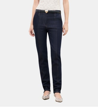 Pantalon pwesleydenim - Motif uni - Coton - Coupe slim - Caroll - Bleu denim