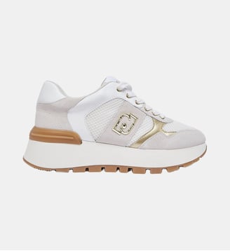 Sneakers à plateforme en daim et maille filet - Liu Jo - Blanc