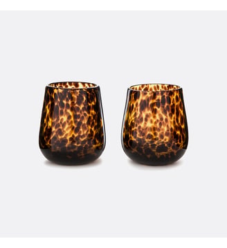 Lot de 2 photophores en verre ambré - La Redoute Interieurs - Marron