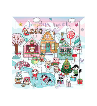 Carte Puzzle Noël Kawaï - Cartesdart - Multicolore