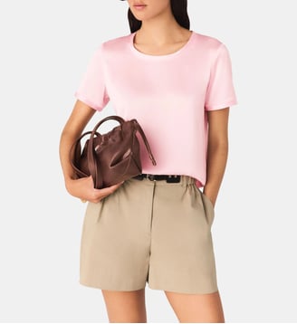 Top manches courtes en soie - Maje - Rose