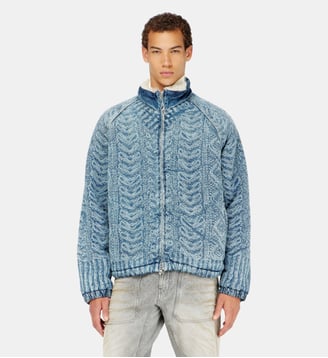 Veste en denim effet maille torsadée - Diesel - Bleu moyen