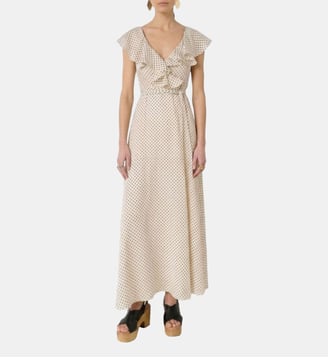 Robe longue portefeuille à pois - RIKA - Gerard Darel - Écru