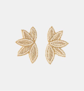 Boucles d'oreilles demi feuille en perles de rocailles - Balaboosté - Ivoire