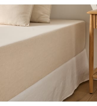Drap-housse en coton/lin lavé bonnet 30 cm La Redoute Interieurs