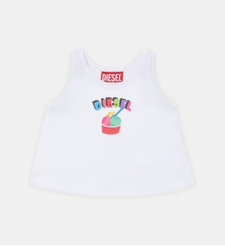 T-shirt sans manches avec logo - Diesel Kids - Blanc